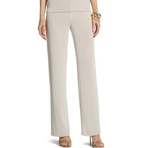 Chicos Travelers Pants 16 Beige Cream Straight Leg 3T XL Tall Pull On Stretch